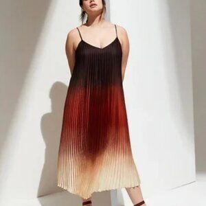 Banana Republic Satin Pleated Ombré Midi Dress | Size Small